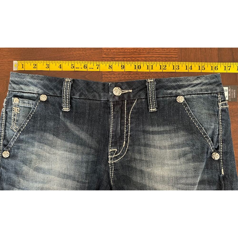 Miss Me Y2K Medium Blue Denim JS448OH16 Solid Flap Pocket Shorts Size 29 NWT - Picture 9 of 16